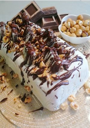 A picture of Coffee Semifreddo with Wafer Cookies.