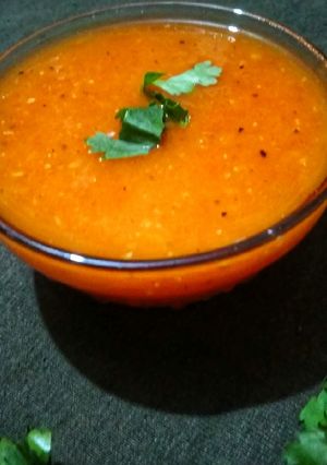 A picture of Tomato Carrot Soup.