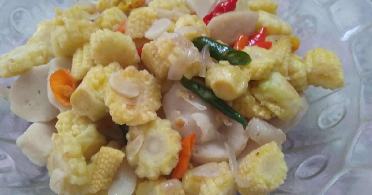 28. Tumis bakso ayam dan janten/jagung muda (menu buka puasa)