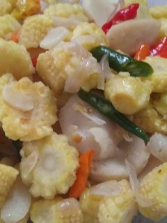 Foto resep 28. Tumis bakso ayam dan janten/jagung muda (menu buka puasa)