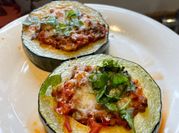 A picture of stuffed leaf vegetable bell pepper