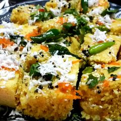 A picture of Healthy veg khaman dhokla in microwave.