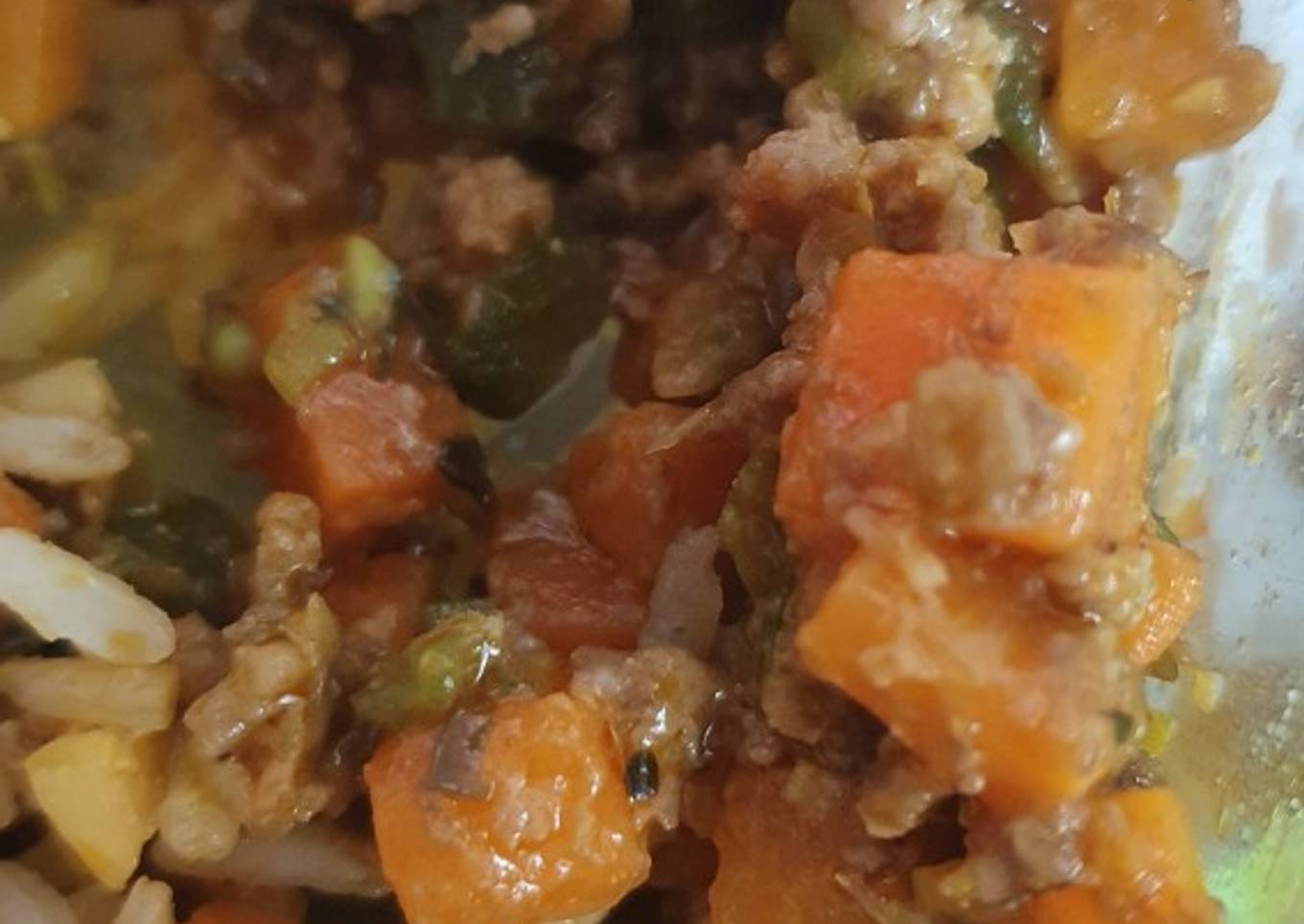 Picadillo de vainica y zanahoria con carne molida