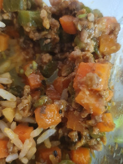Una foto de Picadillo de vainica y zanahoria con carne molida