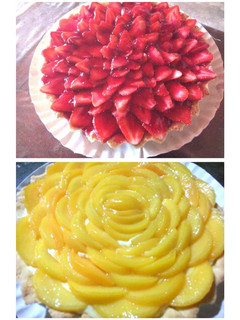 Una foto de Tarta de frutilla o durazno
