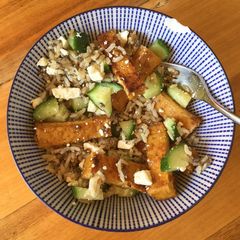 A picture of Tofu rice bowl.