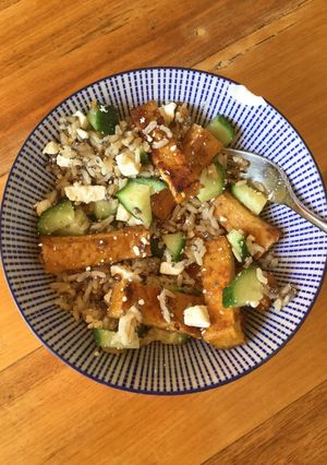 A picture of Tofu rice bowl.