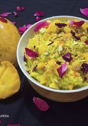 A picture of Mango Shrikhand or Matho.