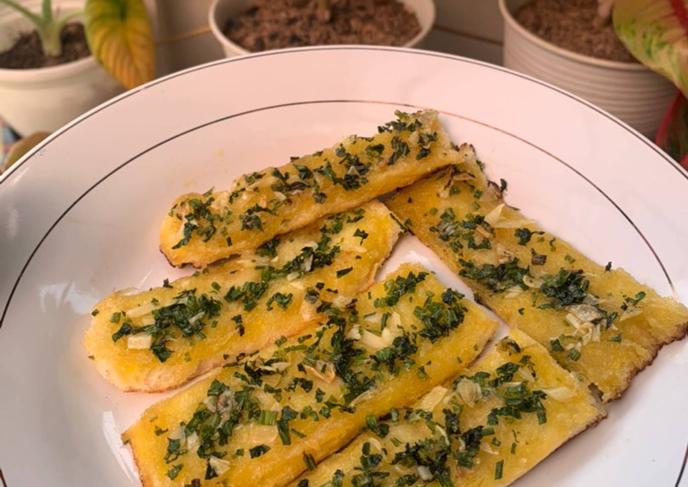 Roti parsley garing teflon ala Korea / Garlic bread kekinian