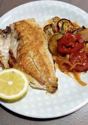 Una foto de Filete de Pargo con Ratatouille
