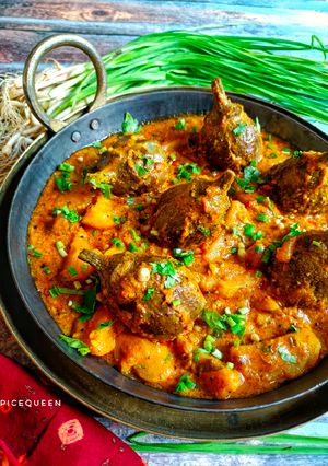 A picture of Ringan Na Ravaiya / Stuffed Eggplant (Gujarati style).