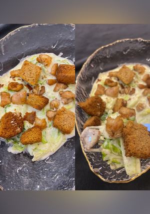 صورة لوصفة سلطة سيزر لذيذه وسهله وصحيه نوعا ما🥗😋!