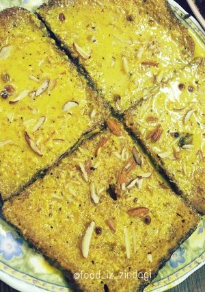 A picture of Shahi tukda (indian dessert).