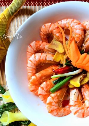Hình của món Tôm hấp bia.