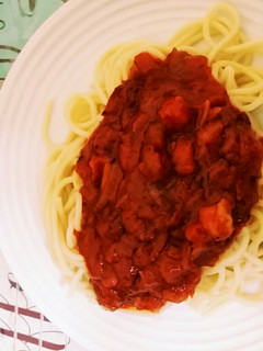 A picture of Prawn Bolognese Spaghetti.