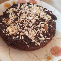 A picture of Brown simple chocolate nut cake.