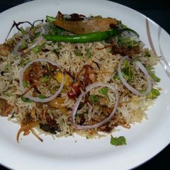 A picture of Kathal pulao / jackfruit pulao.