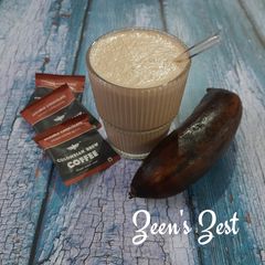 A picture of Coffee and Red Banana Smoothie.