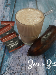 A picture of Coffee and Red Banana Smoothie.