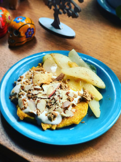 Una foto de Pancakes de ahuyama y frutos secos