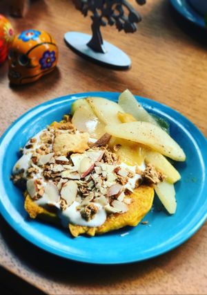 Una foto de Pancakes de ahuyama y frutos secos