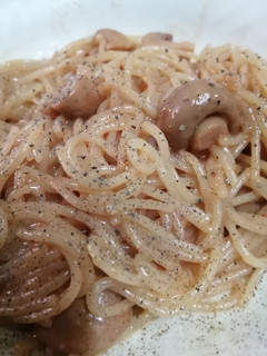 A picture of Spaghetti with mushroom#themechallenge.