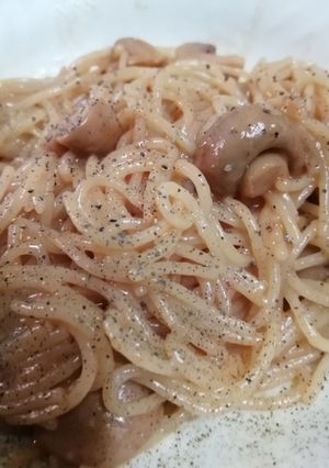 A picture of Spaghetti with mushroom#themechallenge.