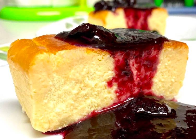 Step by Step Guide to Make Award-winning Baked Cheesecake &amp; Blueberry Wine Sauce