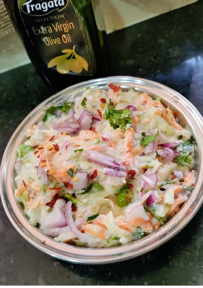 A picture of Healthy Salad With Leftover Cucumber and Carrot.