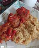 Albóndigas veganas con arroz