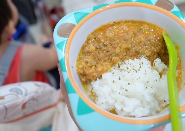 Cara Gampang Membuat Mpasi 12m+ (menu anak) cheesy bolognese with rice Anti Gagal