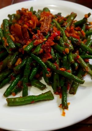 Foto resep Kacang panjang cah hebi vegetarian