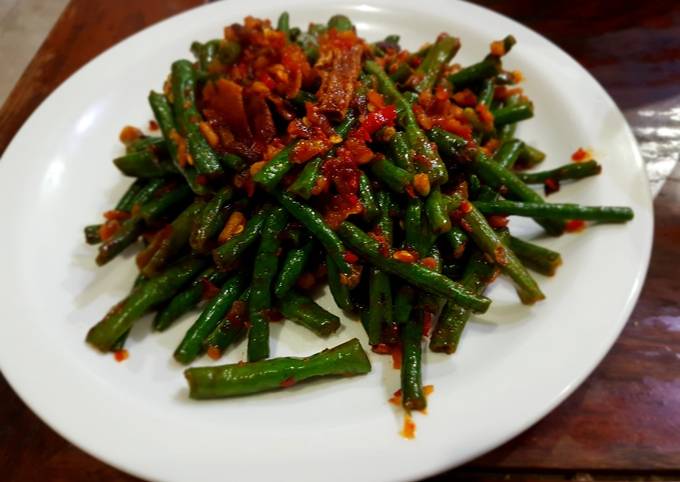 Kacang panjang cah hebi vegetarian