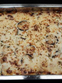 Una foto de Moussaka de calabacín y berenjena