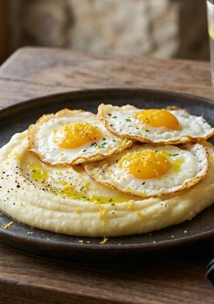 A picture of 🍳 Puré de Papa Fit con Huevos Fritos (Inyección de Proteína Post-Entreno 🥩).