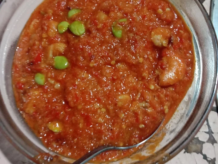 Easy Steps Prepare Recipes Sambel udang pete the Can Spoil the Tongue Delicious.