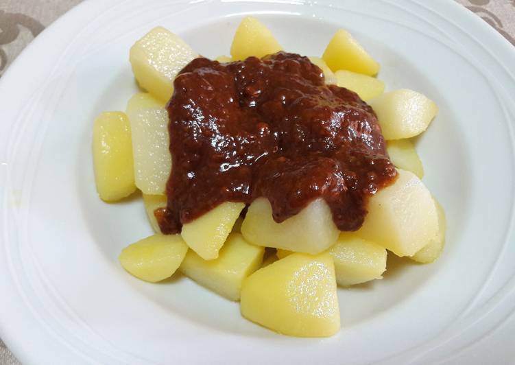 🇪🇸Guarnición de "patatas bravas españolas" veganas🥔