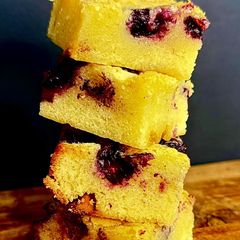 A picture of Blue Berry white chocolate brownie.