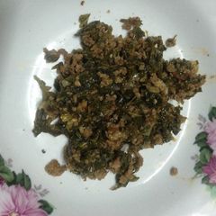 "Mboga" with some mince meat A picture of "Mboga" with some mince meat.