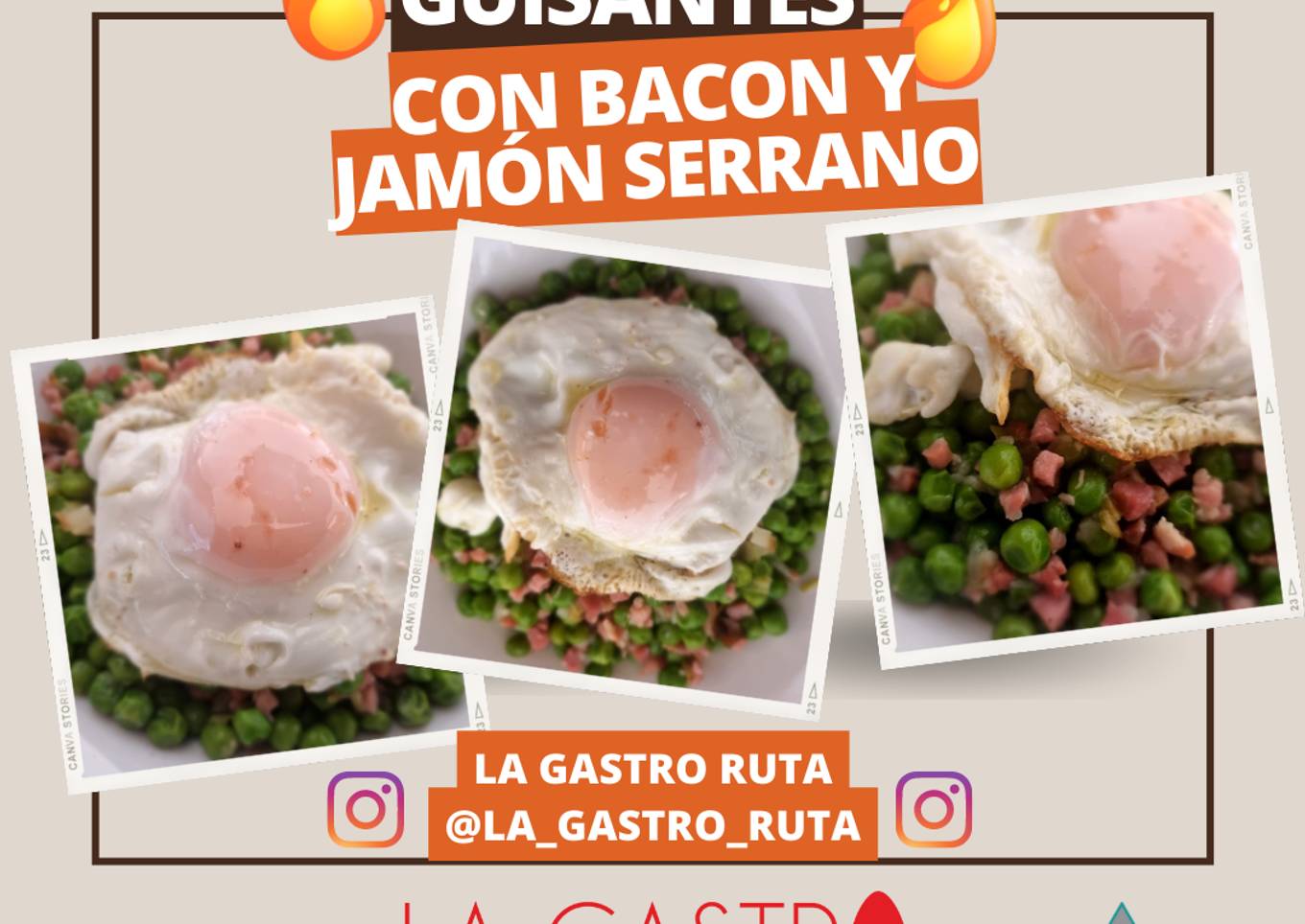 Guisantes con bacon y jamón serrano