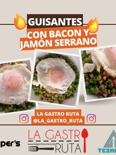 Una foto de Guisantes con bacon y jamón serrano