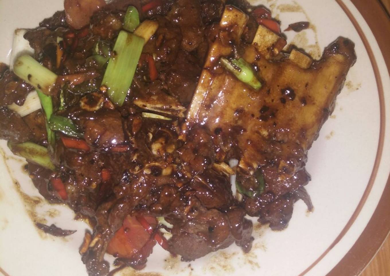 Sate goreng lada hitam