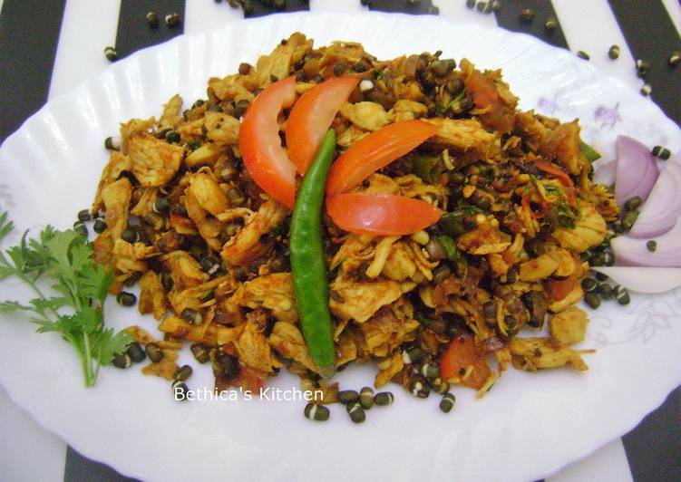 Simple Way to Make Perfect Sauteed Chicken with Whole Black Gram Lentil