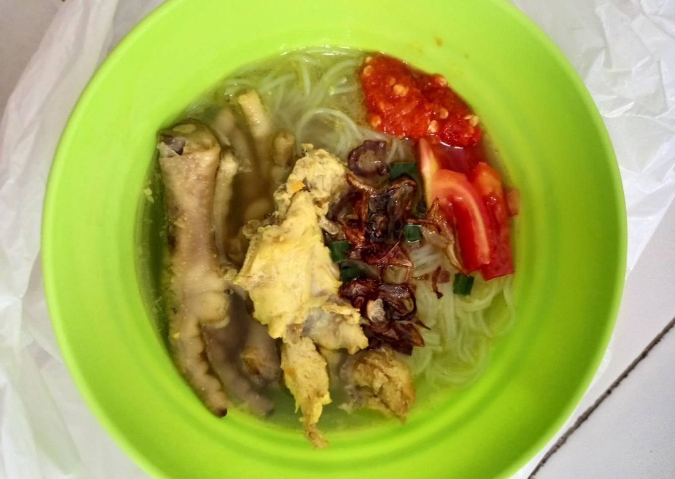 Soto ceker bening (tanpa santan)