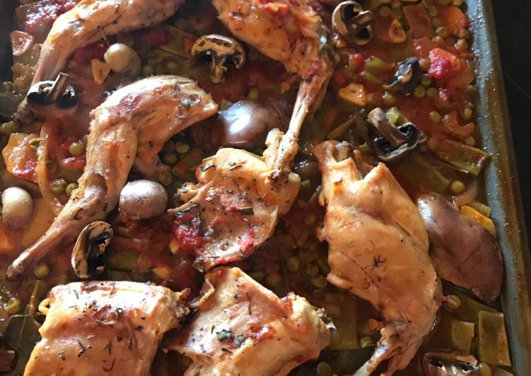 Conejo con verdura al horno