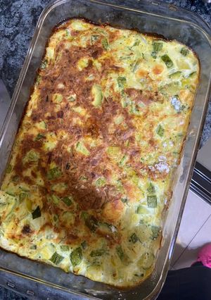 Una foto de Soufflé de puerro y zucchini