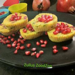 A picture of Pomegranate idli from leftover rice and wheat flour.