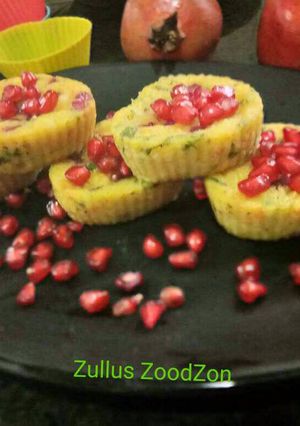 A picture of Pomegranate idli from leftover rice and wheat flour.