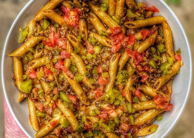 Cheeseburger pasta bake