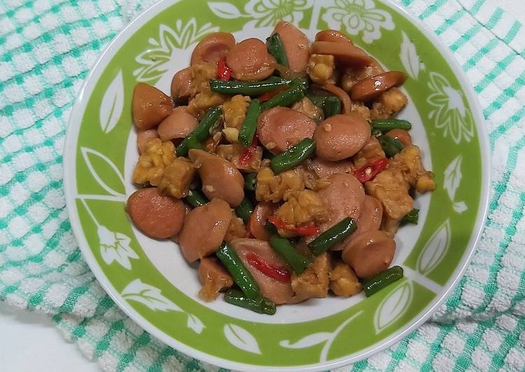 Bahan memasak Tumis Kacang Panjang Tempe Sosis yang praktis